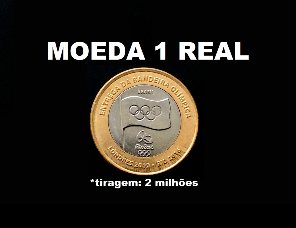 moeda 1 real da bandeira das olimpiadas do brasil