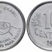 Imagem da moeda de 10 centavos de 1995 comemorativa ao 50º aniversário da FAO, com a inscrição 'Alimentos para Todos'.