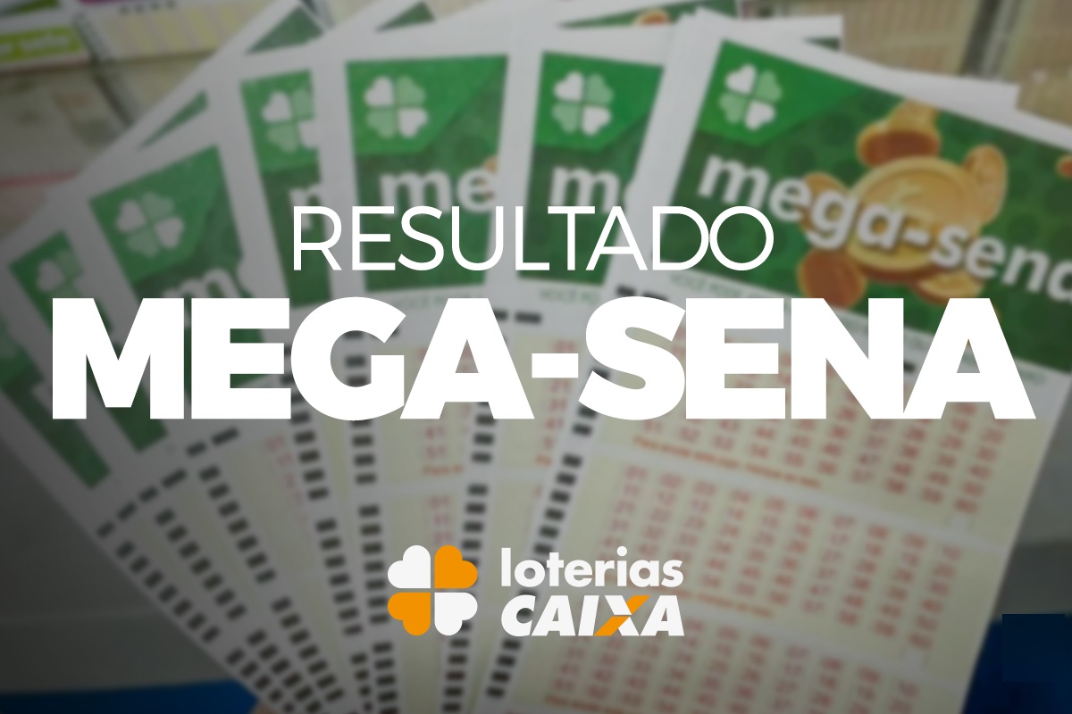 Cartões de aposta da Mega-Sena com resultado impresso e logo da Caixa Econômica.