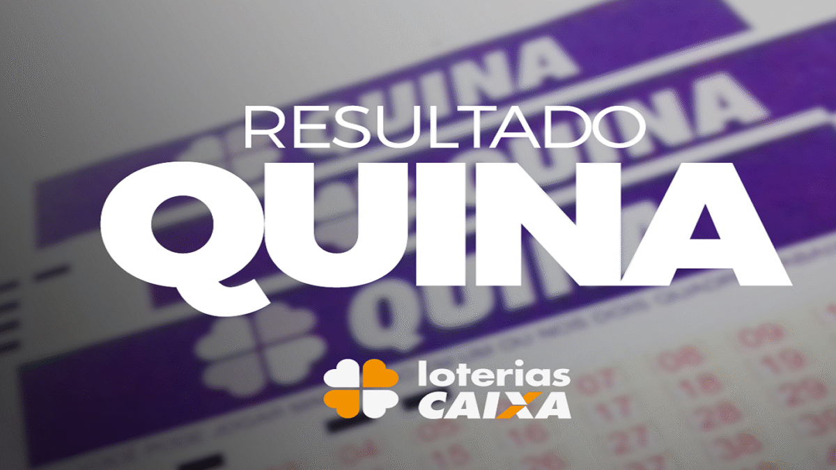 Imagem ilustrativa com destaque para o resultado da Quina das Loterias Caixa.