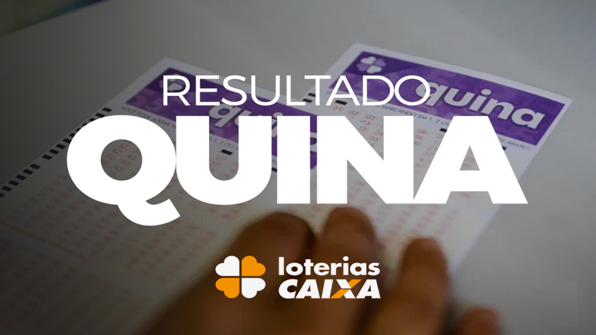 Resultado da Quina com destaque para o bilhete oficial das Loterias Caixa Bilhete da Quina sendo conferido com destaque para o resultado das Loterias Caixa