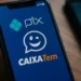 Aplicativo Caixa Tem exibindo opções de PIX com valores de R$ 708, R$ 908 e R$ 1.108 para brasileiros.