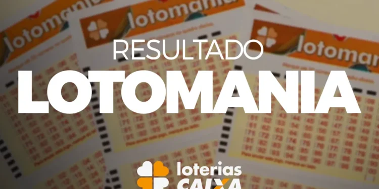 Cartelas de aposta da Lotomania com logo das Loterias Caixa em destaque
