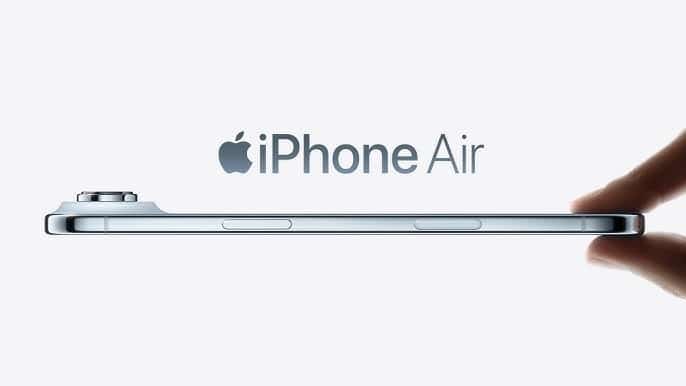 Imagem do iPhone Air mostrando seu design ultrafino.