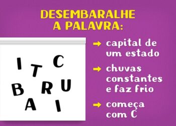 Teste de QI com letras embaralhadas em fundo branco para formar nome de capital fria com chuvas constantes