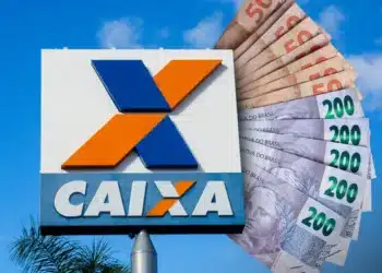Logo da CAIXA e cédulas de R$ 50 e R$ 200, com anúncio sobre os pagamentos de R$ 600, R$ 800 e R$ 1.000 para CPFs com finais 0 a 9.