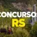 Teleférico com vista para cachoeira e área verde no Rio Grande do Sul com a frase em destaque "CONCURSOS RS"