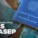 Imagem de cédulas de 100 reais e carteira de trabalho, relacionada ao abono salarial PIS/PASEP no Brasil.