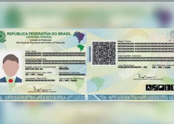 Nova versão do RG nacional brasileiro exibindo layout atualizado e elementos de segurança.