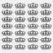 Teste visual com diversos desenhos de coroas reais pretas alinhadas em formato de grade com detalhes ornamentais