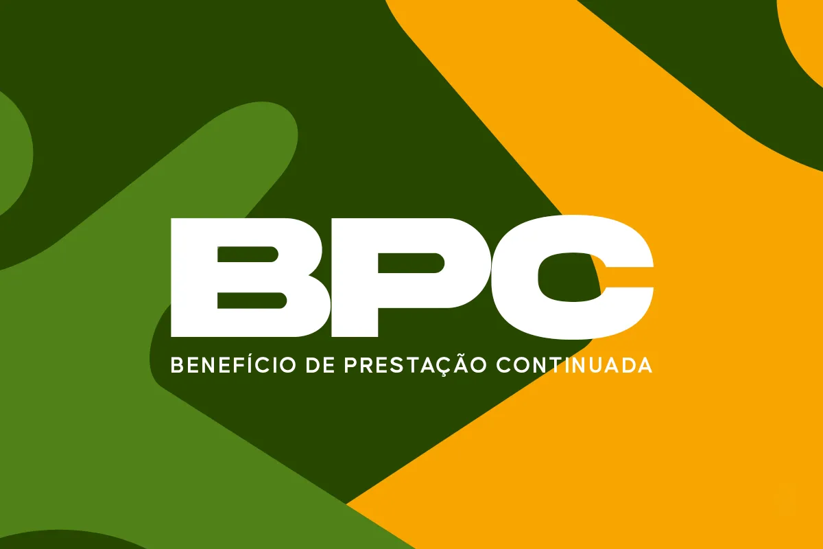 Logo do BPC - Benefício de Prestação Continuada em cores verde e laranja.