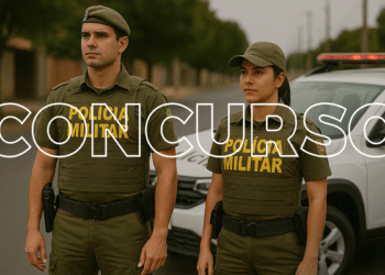 Policiais militares em serviço representando novo concurso da PM SP com 4 mil vagas previstas