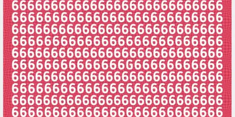 Imagem de desafio visual com números 6, onde o objetivo é encontrar a letra G em 15 segundos.