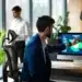 Profissionais analisam dados estratégicos em ambiente corporativo moderno.