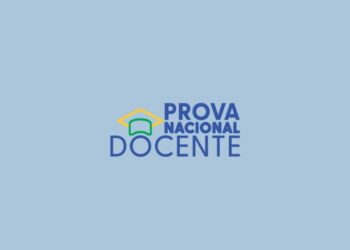 Logotipo oficial da Prova Nacional Docente exibido sobre fundo azul claro.