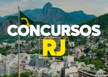 Vista aérea do Rio de Janeiro com destaque para concursos RJ em 2026