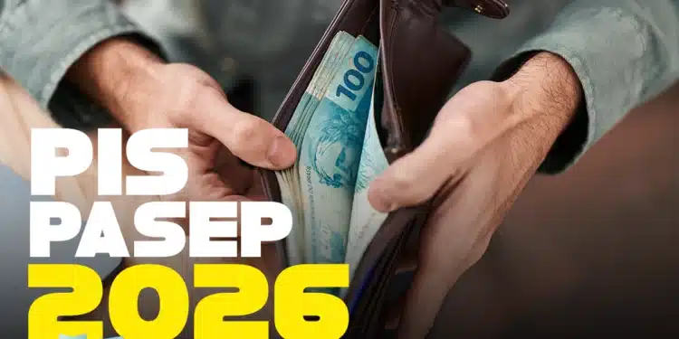 Homem retirando notas de R$100 de uma carteira, simbolizando o pagamento do segundo lote do PIS/Pasep 2026.