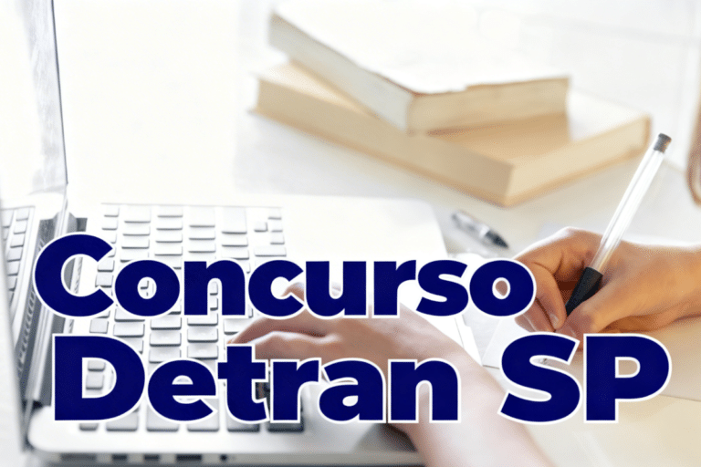 Mão digitando em notebook ao lado de caderno e caneta sobre mesa branca