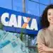 Agência da Caixa Econômica Federal com notas de real em destaque representando saque de R$ 6,2 mil liberado para nova lista de CPFs