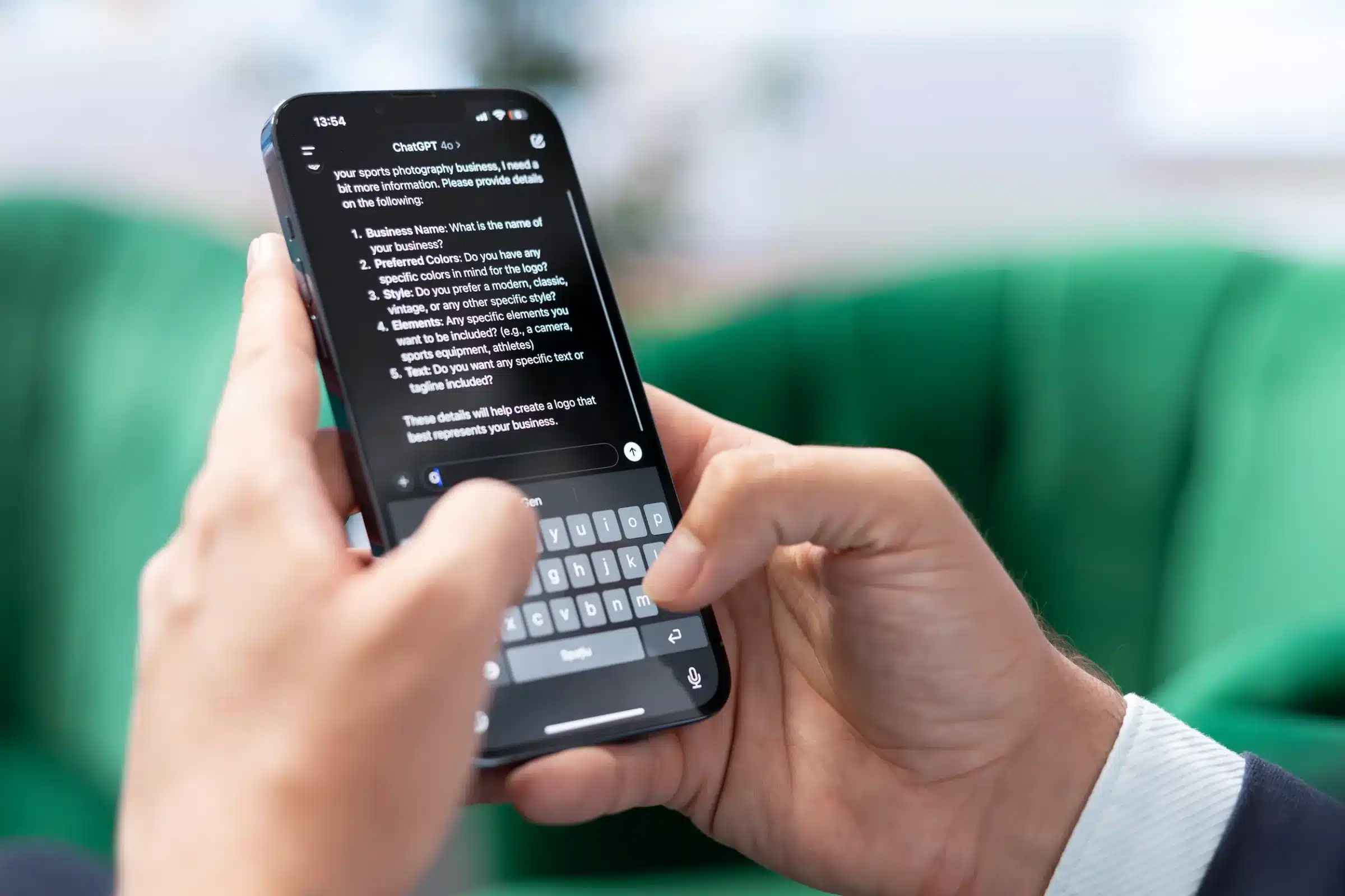 Pessoa utilizando ChatGPT no celular para planejar estudos e organizar tarefas de forma eficiente.