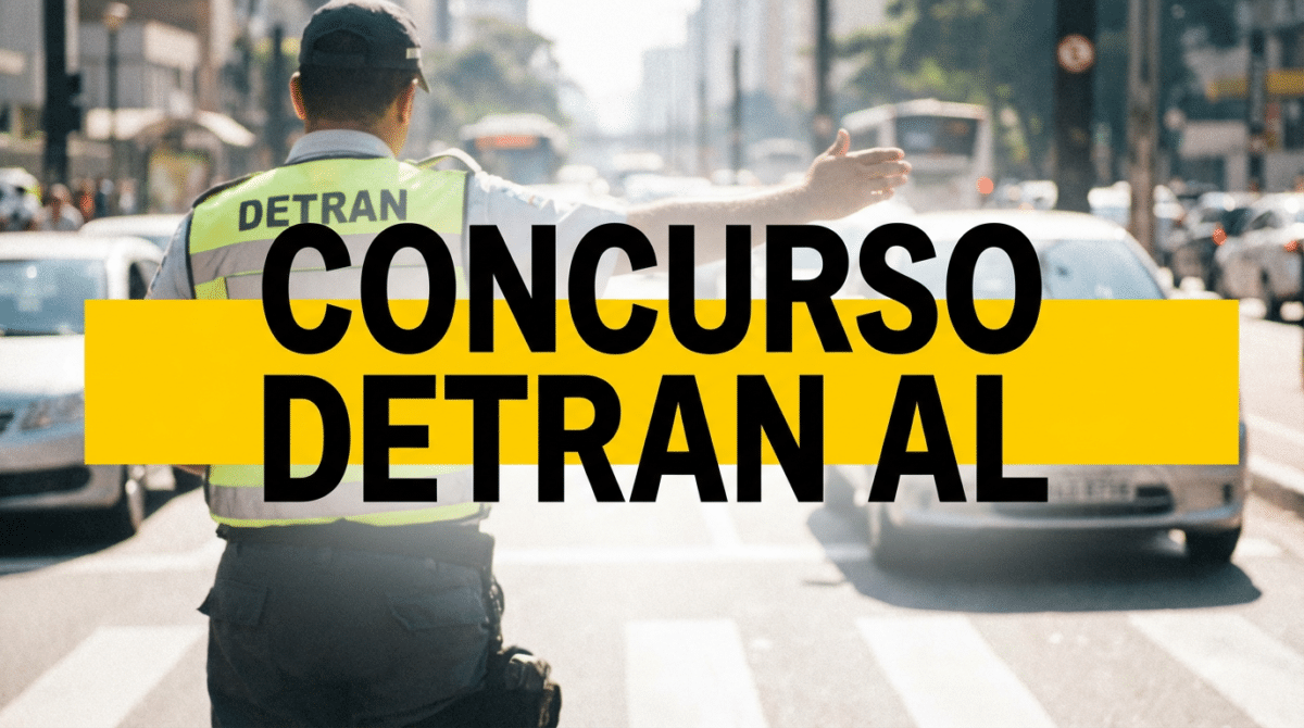 Agente de trânsito com colete verde DETRAN sinaliza parada com o braço estendido em via urbana congestionada
