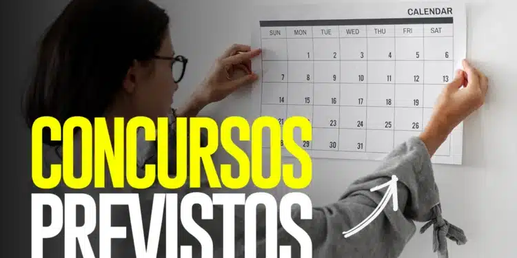 Mulher de óculos fixando folha de calendário mensal em parede branca com destaque para organização do planejamento anual