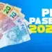 Notas de dinheiro brasileiro em destaque com chamada para PIS/Pasep 2026, representando a liberação desta semana.