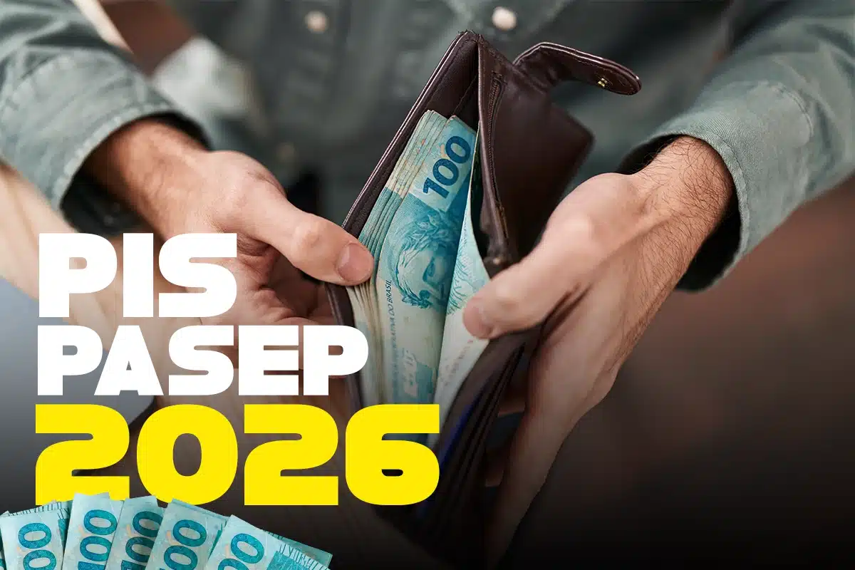 Carteira com notas de R$ 100 ilustrando o valor e os critérios do ressarcimento do PIS/Pasep 2026